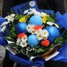 Детский букет из хризантем с шариками #D2026